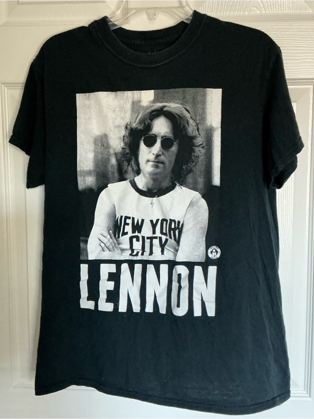 John Lennon New York City Graphic T-Shirt Mens Small S Black Beatles Yoko Ono